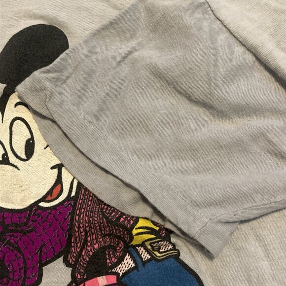 VTG Mickey & Minnie Graphic T Shirt Adult SMALL Gray Comic Relief Single Stitch - Picture 5 of 8